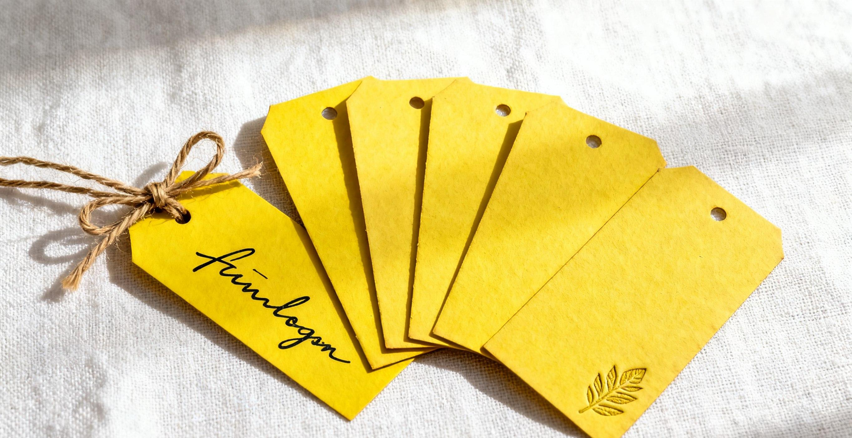 Colorful paper garment labels for fashion branding